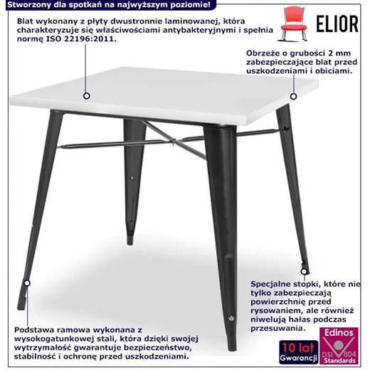 Biały kwadratowy stół kawiarniany - Mixo 3X Elior One Size Edinos.pl