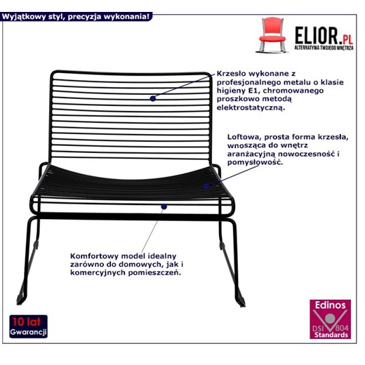 Loftowy fotel czarny - Stratos Elior One Size Edinos.pl