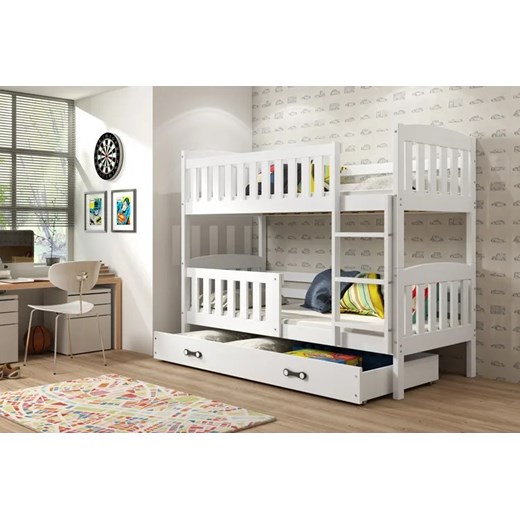 Białe drewniane łóżko dla dziecka 80x190 - Elize 2X Elior One Size Edinos.pl