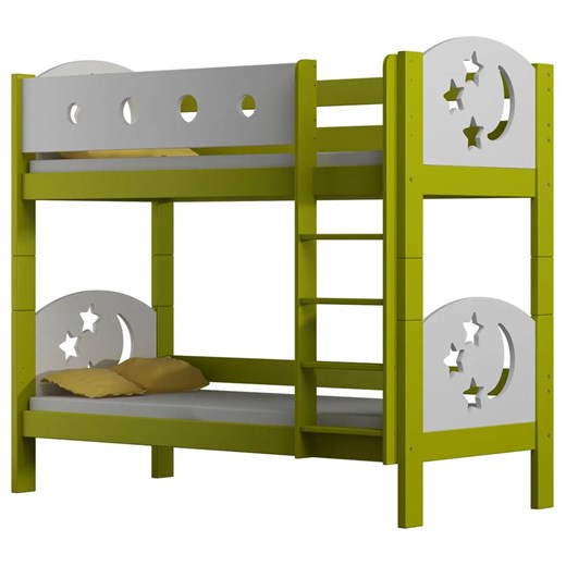 Zielone łóżko piętrowe z barierkami i drabinką - Mimi 3X 190x90 cm Elior One Size Edinos.pl