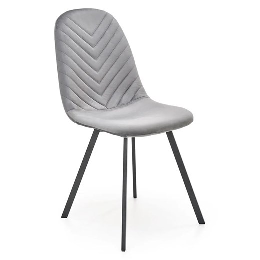 Szare pikowane krzesło welurowe - Xaros ze sklepu Edinos.pl w kategorii Krzesła - zdjęcie 172259342
