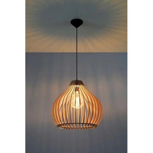 Skandynawska lampa wisząca z drewnianym kloszem - EX550-April Lumes One Size Edinos.pl