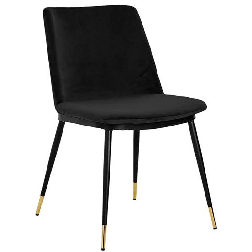 Welurowe krzesło czarne tapicerowane - Gambo 3X ze sklepu Edinos.pl w kategorii Krzesła - zdjęcie 172259792