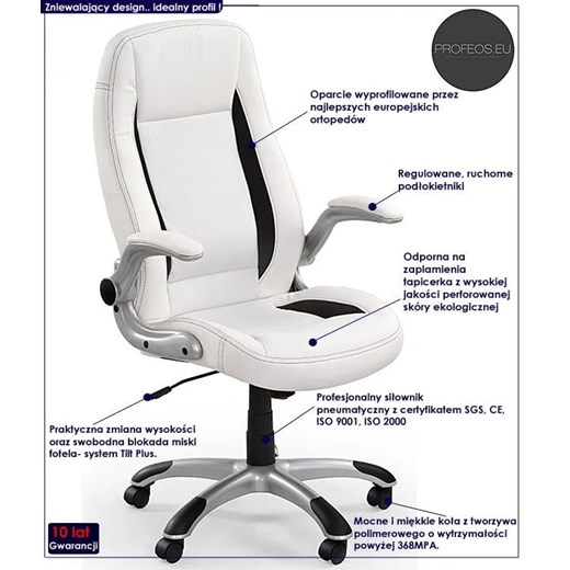 Biały biurowy fotel obrotowy - Jowisz Profeos One Size wyprzedaż Edinos.pl