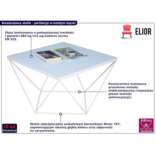Biały metalowy stolik kawowy - Galapi 4X Elior One Size Edinos.pl