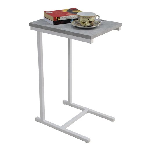Minimalistyczny stolik pomocniczy biały + beton - Elys 5X Elior One Size Edinos.pl wyprzedaż