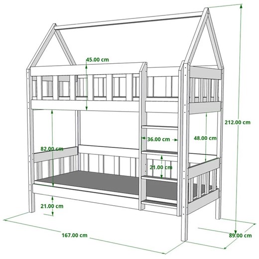 Łóżko piętrowe domek 2-osobowe z szufladami, sosna - Gigi 4X 160x80 cm Elior One Size Edinos.pl