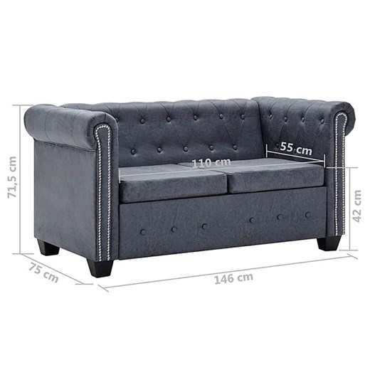 Dwuosobowa sofa Charlotte 2Q w stylu Chesterfield - szara Elior One Size Edinos.pl