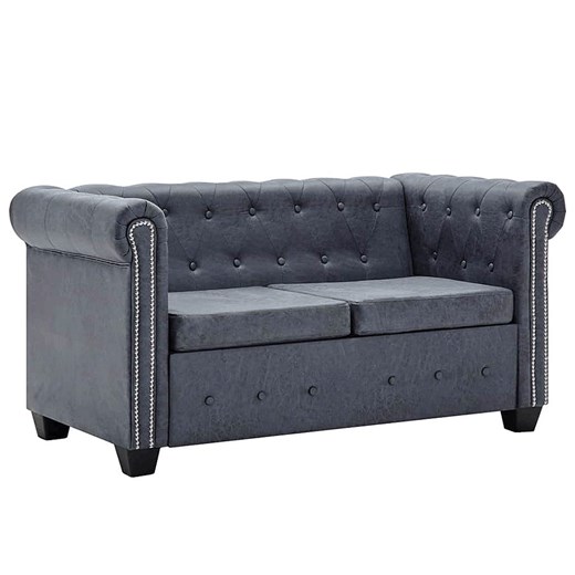 Dwuosobowa sofa Fernis w stylu Chesterfield - szara ze sklepu Edinos.pl w kategorii Sofy i kanapy - zdjęcie 172260984