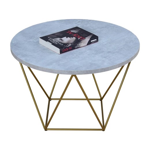 Okrągły stolik kawowy ze złotym stelażem beton - Boreko 3X Elior One Size Edinos.pl