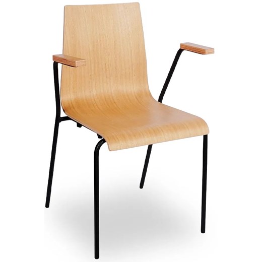 Drewniane krzesło konferencyjne naturalny + czarny - Gixo 4X ze sklepu Edinos.pl w kategorii Krzesła - zdjęcie 172261144