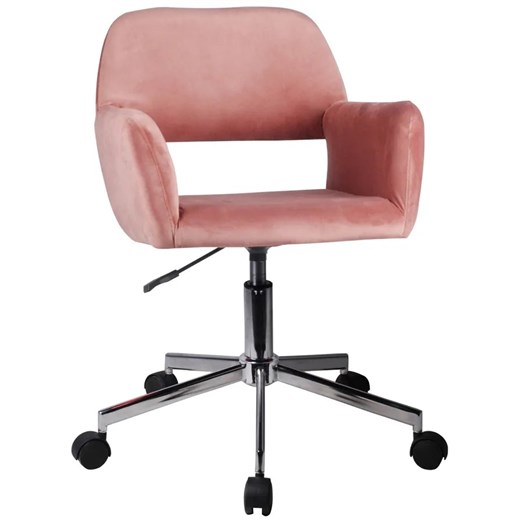 Różowy tapicerowany fotel obrotowy - Frokter ze sklepu Edinos.pl w kategorii Krzesła biurowe - zdjęcie 172261370