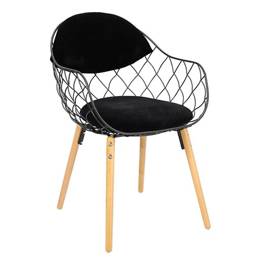 Druciane krzesło Palmi - czarne + naturalne Elior One Size okazja Edinos.pl