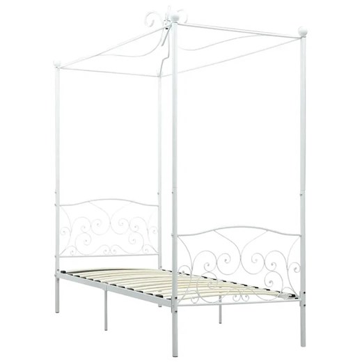 Białe rustykalne łóżko z baldachimem 90x200 cm - Ifrexi ze sklepu Edinos.pl w kategorii Łóżka i materace - zdjęcie 172261810