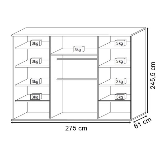 Szafa przesuwna biała + czarne szprosy - Savona 5X Elior One Size Edinos.pl