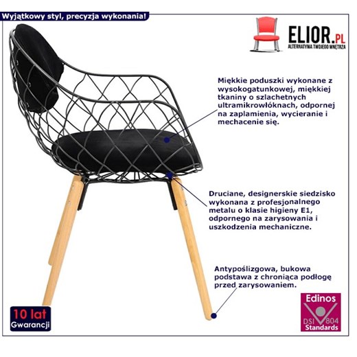 Druciane krzesło Palmi - czarne + naturalne Elior One Size wyprzedaż Edinos.pl