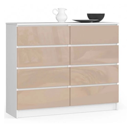 Komoda do salonu biała + cappuccino połysk F5-M05 ze sklepu Edinos.pl w kategorii Komody - zdjęcie 172262054