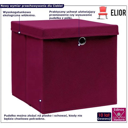 Ciemnoczerwony komplet pudełek do przechowywania 4 szt - Dazo 4X Elior One Size wyprzedaż Edinos.pl