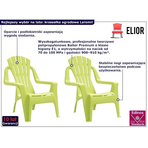 Zielone krzesła ogrodowe dla dzieci - Laromi Elior One Size Edinos.pl