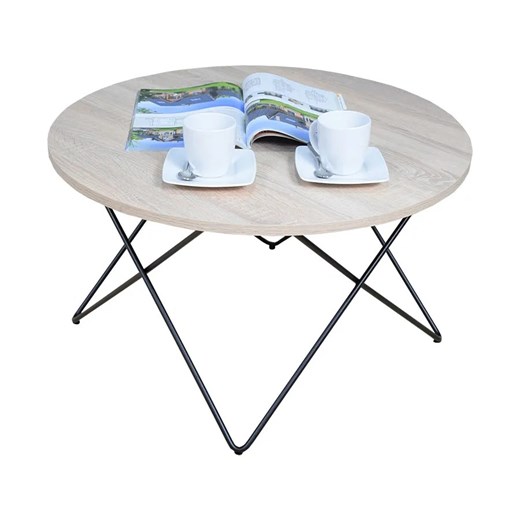 Okrągły stolik kawowy w stylu loft dąb sonoma - Murilo 4X Elior One Size wyprzedaż Edinos.pl