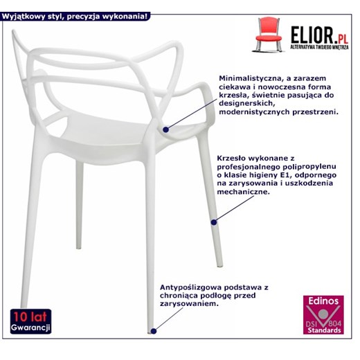 Minimalistyczne krzesło Wilmi - białe Elior One Size Edinos.pl