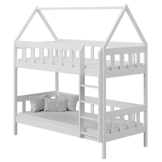 Białe drewniane łóżko piętrowe dla dzieci - Gigi 3X 160x80 cm Elior One Size Edinos.pl