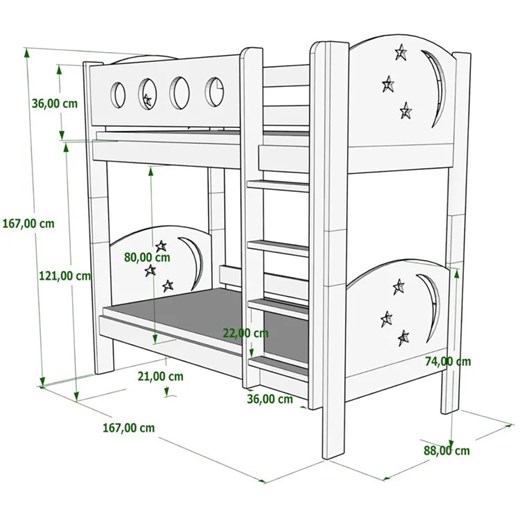 Szare łóżko dziecięce piętrowe rozkładane na 2 - Mimi 3X 160x80 cm Elior One Size Edinos.pl