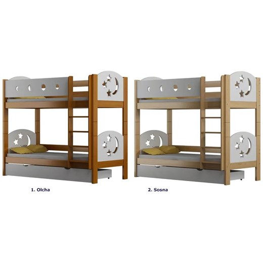Piętrowe łóżko dla rodzeństwa z 2 szufladami olcha - Mimi 4X 200x90 cm Elior One Size Edinos.pl