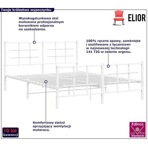 Metalowe białe łóżko loftowe 200x200 cm - Estris Elior One Size Edinos.pl