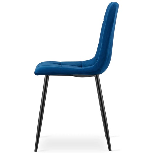 Niebieskie welurowe krzesło do stołu - Fabiola 4X Elior One Size wyprzedaż Edinos.pl