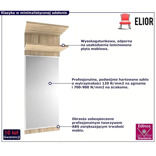 Panel z lustrem i półkami dąb san remo - Paxo 11X Elior One Size Edinos.pl