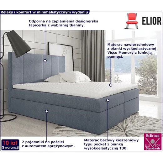 Łóżko kontynentalne Kyggo 120x200 - 36 kolorów Elior One Size Edinos.pl