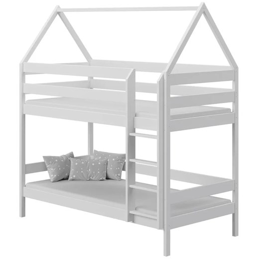 Białe skandynawskie łóżko piętrowe domek dla dzieci - Zuzu 3X 160x80 cm Elior One Size Edinos.pl