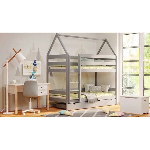 Skandynawskie łóżko piętrowe domek, waniliowy - Zuzu 3X 200x90 cm Elior One Size Edinos.pl