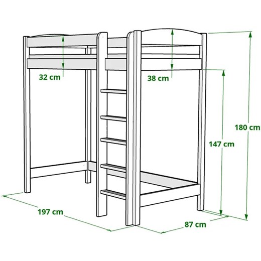 Dziecięce łóżko piętrowe pojedyncze, sosna - Igi 4X 190x80 cm Elior One Size promocja Edinos.pl