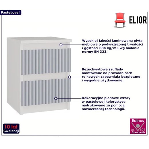 Nowoczesna szafka nocna młodzieżowa biały + niebieski - Arsa 5X Elior One Size Edinos.pl