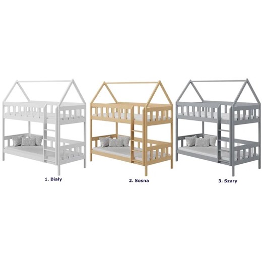 Szare piętrowe łóżko dziecięce domek dwuosobowe - Gigi 3X 200x90 cm Elior One Size Edinos.pl