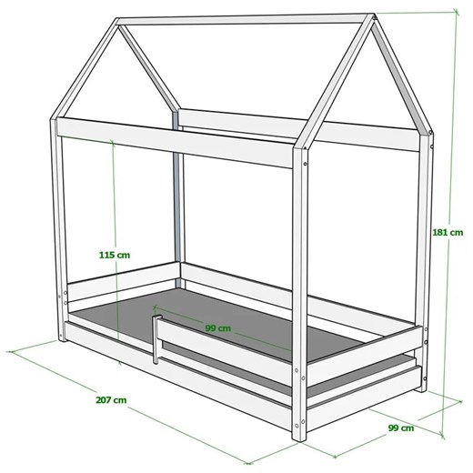 Łóżko dla dziecka ze stelażem i materacem, sosna - Rara 200x90 cm Elior One Size Edinos.pl