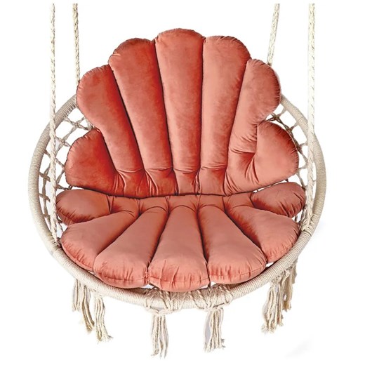 Wiszące krzesło z poduszkami na taras brudny róż - Karlos ze sklepu Edinos.pl w kategorii Fotele wiszące - zdjęcie 172264213
