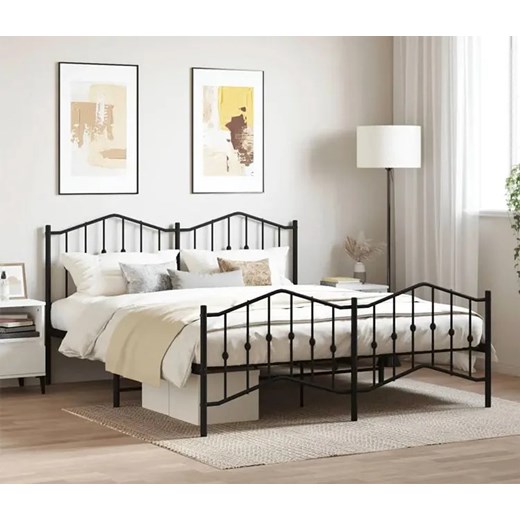 Czarne loftowe łóżko metalowe 160x200cm - Emelsa Elior One Size Edinos.pl