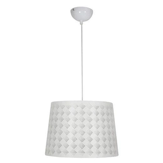 Biała lampa wisząca z abażurem w kratę - V050-Elosi ze sklepu Edinos.pl w kategorii Lampy wiszące - zdjęcie 172264400