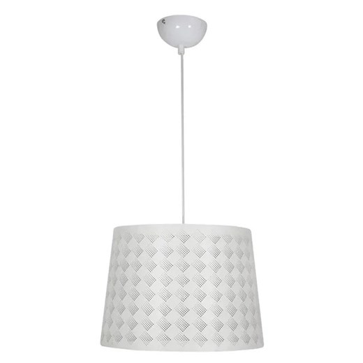 Biała lampa wisząca z abażurem w kratę 4X V050 G5-E53 ze sklepu Edinos.pl w kategorii Lampy wiszące - zdjęcie 172264400