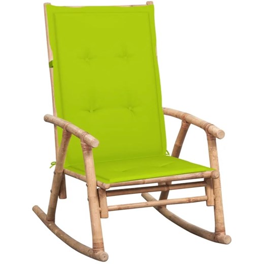 Bambusowy fotel bujany na taras jasna zieleń - Bamsa ze sklepu Edinos.pl w kategorii Fotele - zdjęcie 172264643