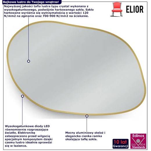 Podświetlane lustro nowoczesne 90x64 cm Volvero 6X - 4 kolory Elior One Size Edinos.pl