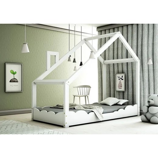 Drewniane łóżko dziecięce domek Lumo 5X - Białe Elior One Size Edinos.pl