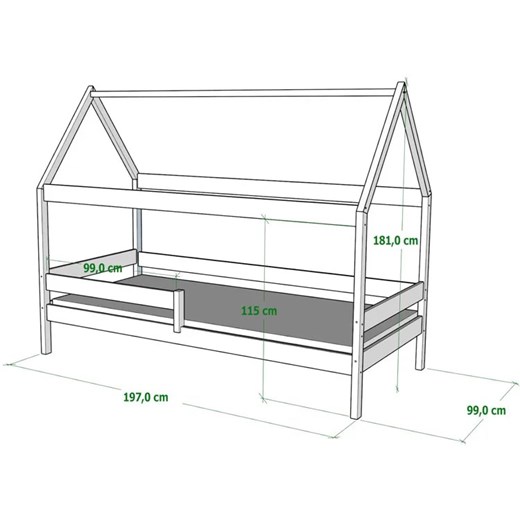 Zielone drewniane łóżko sosnowe dla dziecka - Petit 3X 190x90 cm Elior One Size Edinos.pl