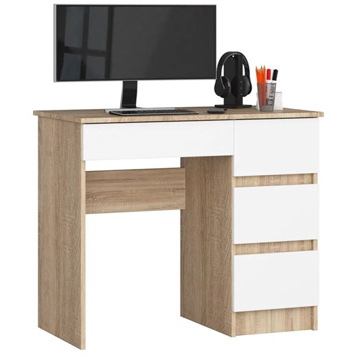Biurko dąb sonoma + biały - Nersta 5X Elior One Size Edinos.pl