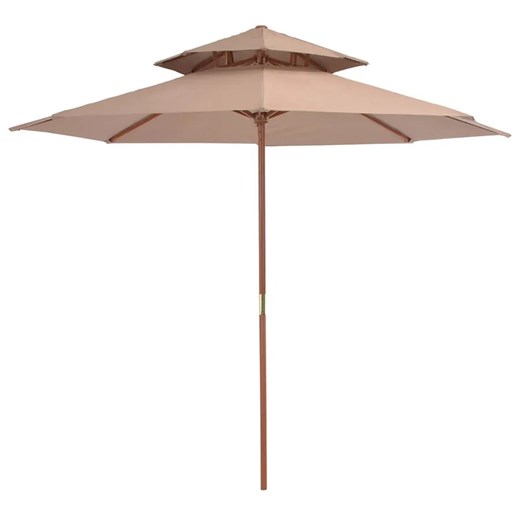 Dwupoziomowy parasol ogrodowy taupe - Serenity ze sklepu Edinos.pl w kategorii Parasole ogrodowe - zdjęcie 172265461