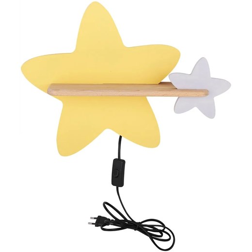 Żółto-szary kinkiet ścienny w kształcie gwiazdek z wtyczką - K036-Ari ze sklepu Edinos.pl w kategorii Lampy dziecięce - zdjęcie 172265502