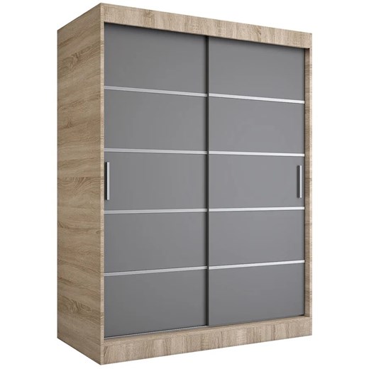 Szafa przesuwna dąb sonoma + antracyt 150 cm - Bohosa 4X ze sklepu Edinos.pl w kategorii Szafy - zdjęcie 172265754
